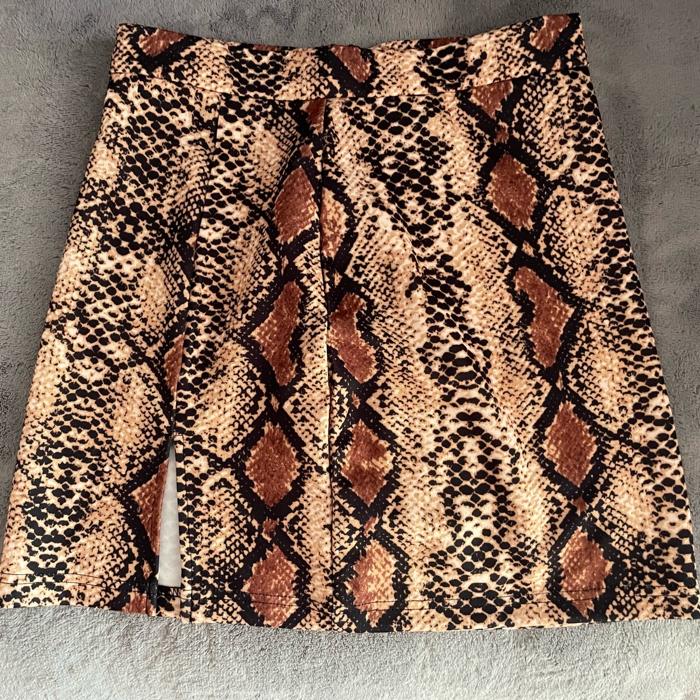 snake print mini skirt